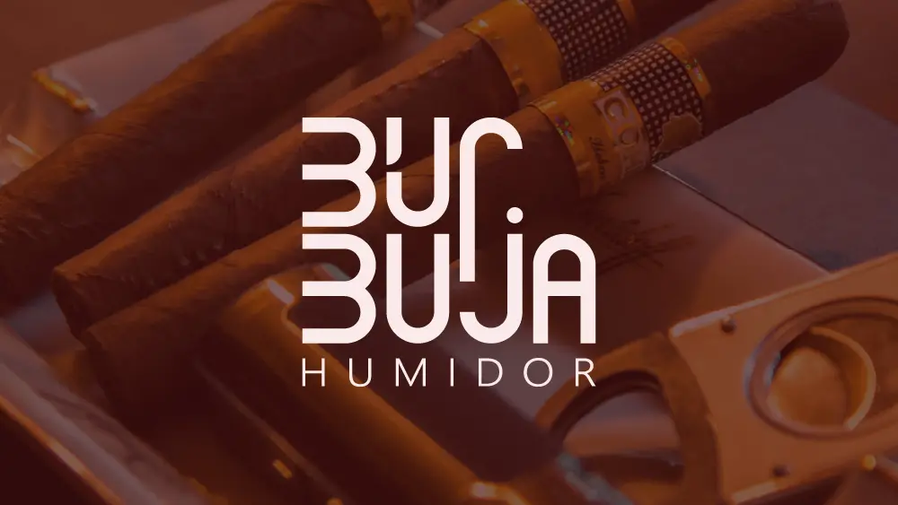 Logo Burbuja Humidor na tle cygar