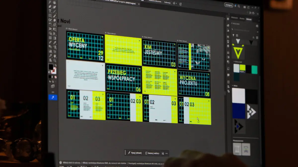 Projekt prezentacji ofertowej w programie graficznym na ekranie monitora