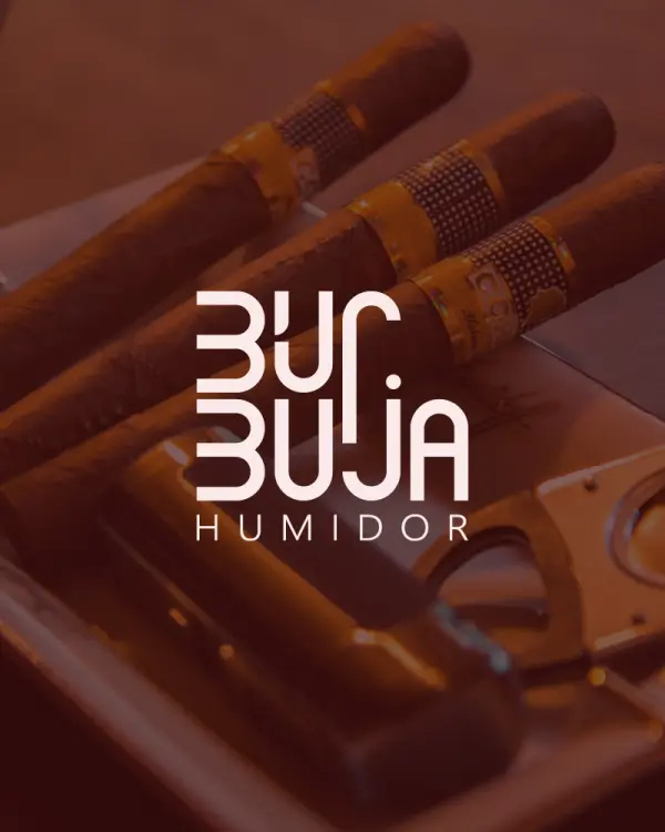 Logo Burbuja Humidor na tle cygar